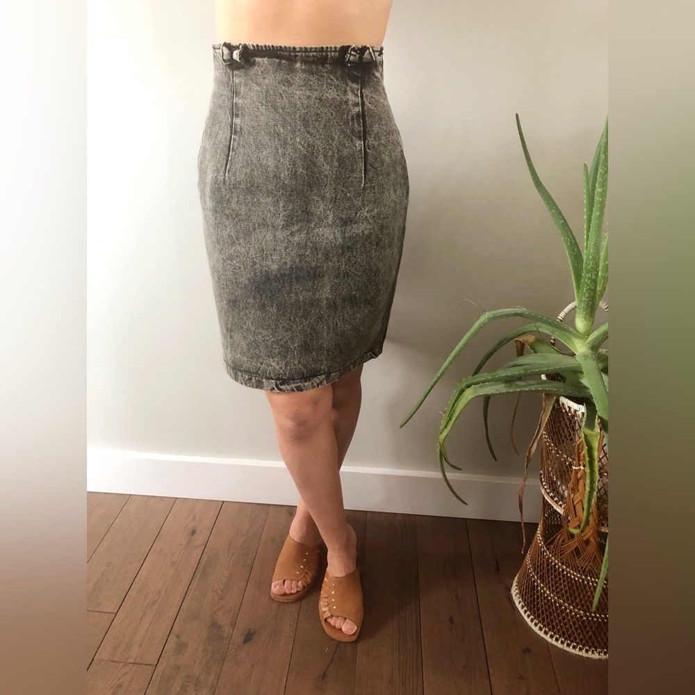 80s vintage Acid Wash jean mini skirt
